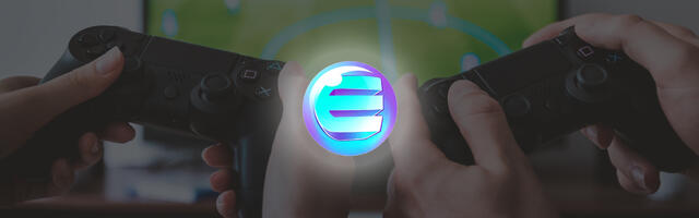 Enjin coin logo met gamingachergrond
