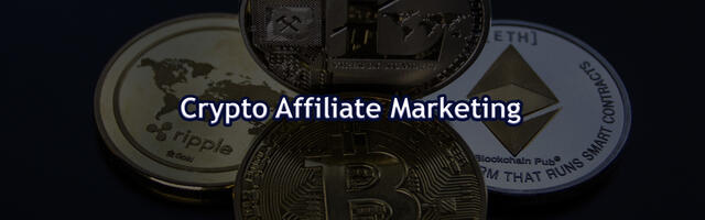 Crypto affiliate marketing met cryptomunten op de achtergrond