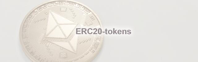 Erc20 token met een Ethereum coin op de achtergrond