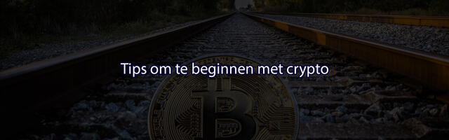 Tips om te beginnen met crypto met als achtergrond een Bitcoin op een treinspoor