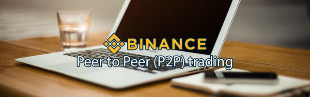 Laptop op bureau met binance logo en titel van het artikel, Binance Peer to Peer trading uitleg