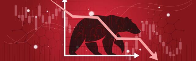Bear markt in het rood met een neergaande tendens