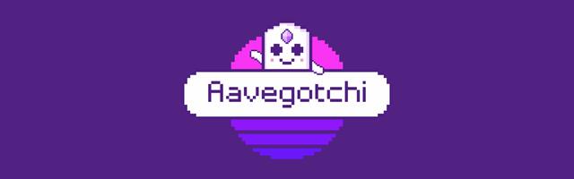Een Aavegotchi op een paarse achtergrond.