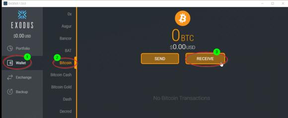 Bitcoins kopen op Bitonic Stap 3 wallet adres selecteren van Bitcoin Exodus