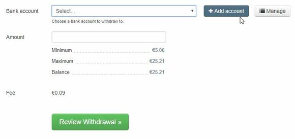Crypto verkopen via Kraken voorbeeld waarin je de euro's overmaakt naar je rekening