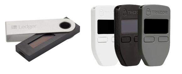 Hardware wallets Ledger Nano S en Trezor