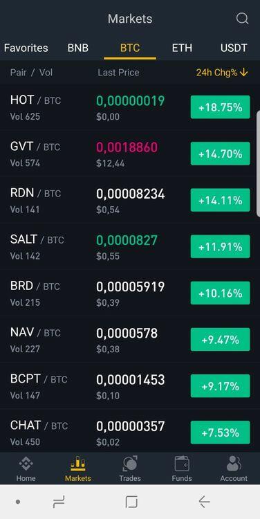Binance app screenshot