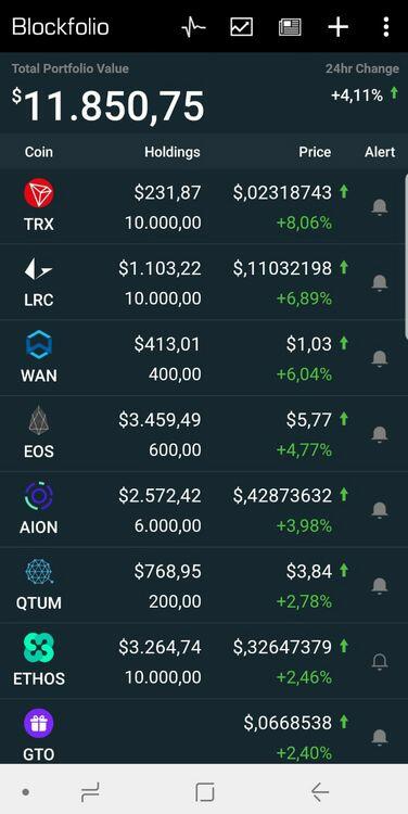 Blockfolio printscreen crypto portfolio
