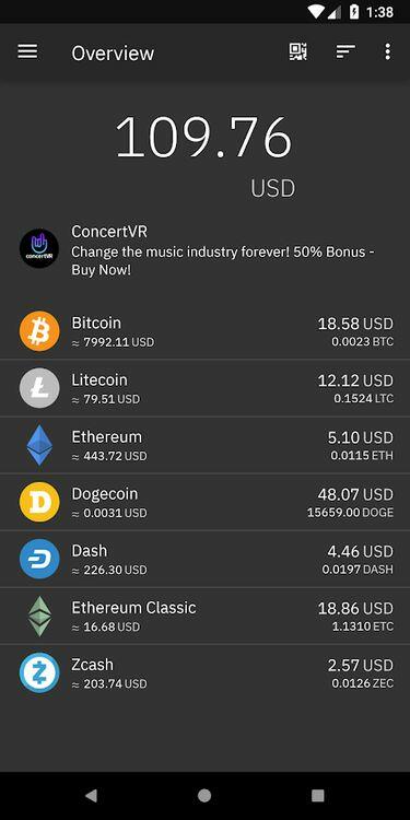Coinomi app printscreen