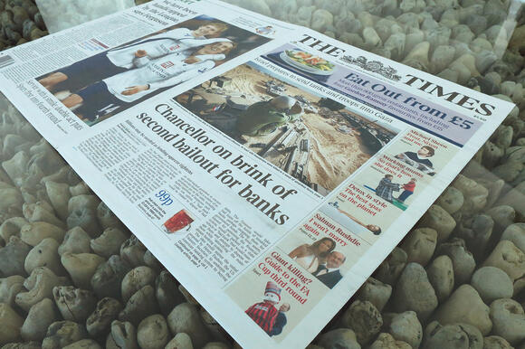 The times 3 januari 2009 headline