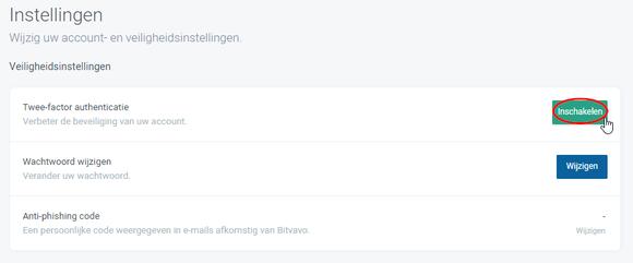 Bitvavo 2fa instellen 2