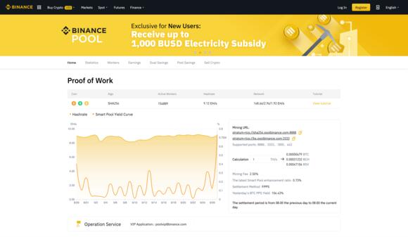 Binance Pool website