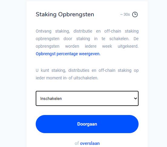 Bitvavo keuzescherm voor wel of niet staken