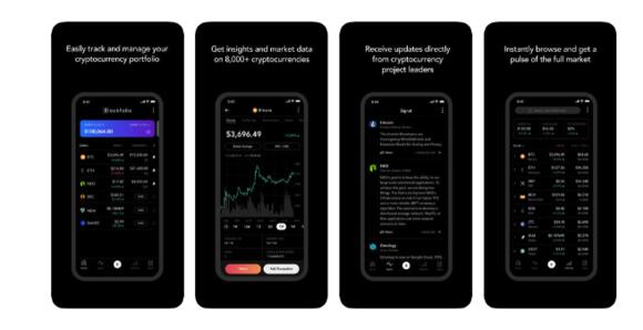 Interface van Blockfolio