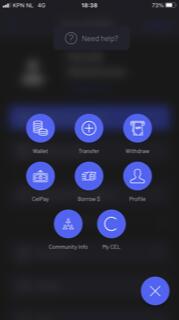 Foto van Celsius App interface