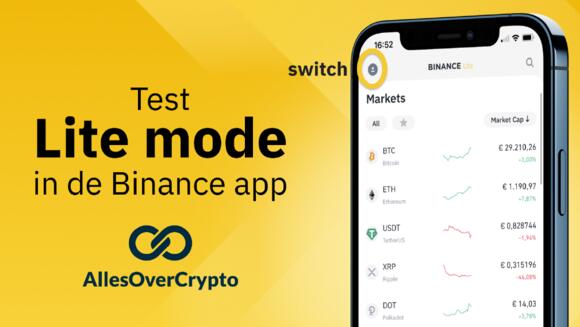 Binance Lite screenshot over de test