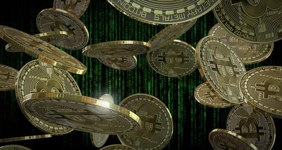 Vallende Bitcoin munten