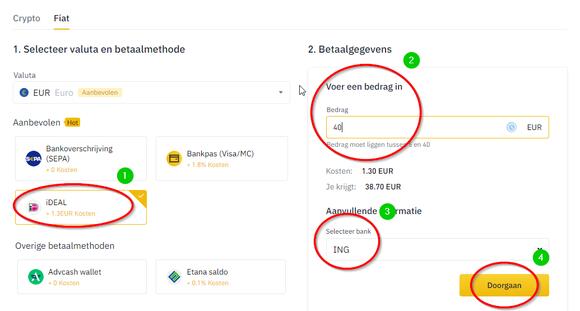 Cryptocurrency kopen op Binance