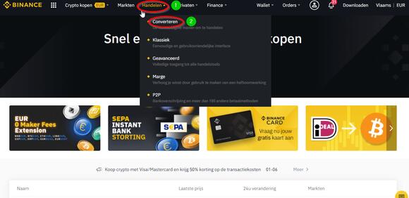 Cryptocurrency kopen op Binance