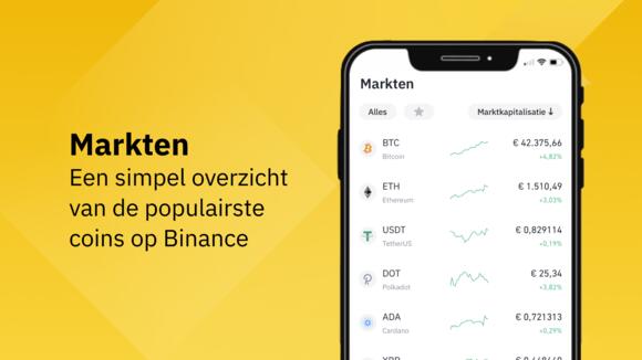 Binance Lite laat een lijst zien van populaire munten