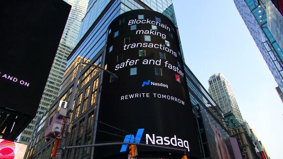 Blockchain reclame op Times Square in New York City