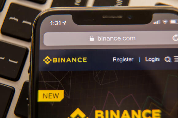 Binance deel van log in screen op telefoon