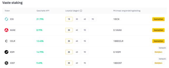 binance passief inkomen staking