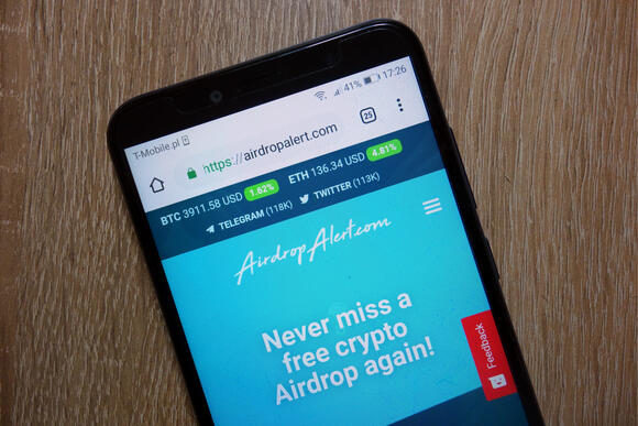 Airdropalert website op een mobiele telefoon