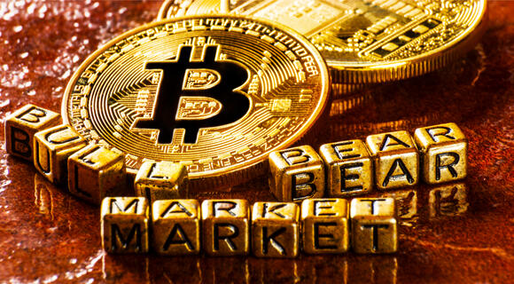 Bull and Bear market in gouden dobbelstenen geschreven