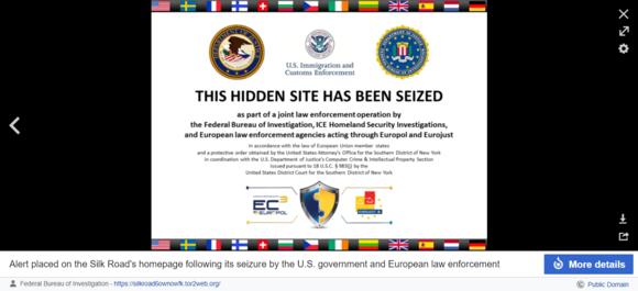 Tekst die in Europa verscheen als je op de Silk Road link klikte