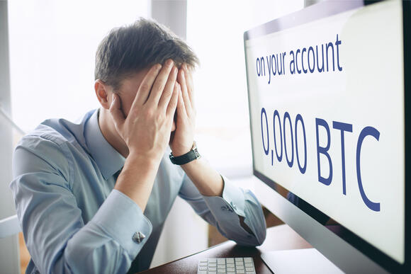 Man zit voor screen waar een lege wallet balans opstaat