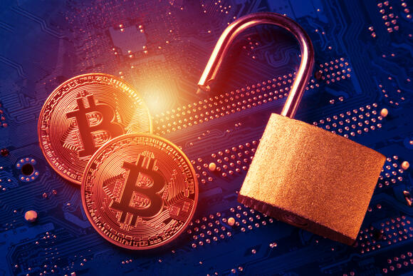 Bitcoin met een slot ernaast