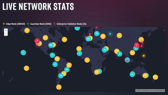 Theta nodes weergeven op wereldkaart