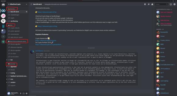 Discord categorieën gemarkeerd in rood