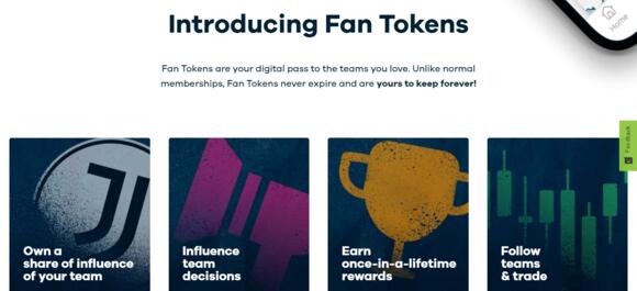 Fan tokens op de Socios. com website