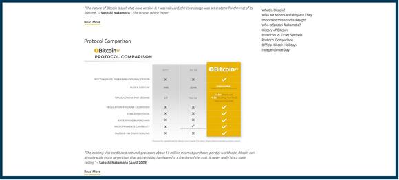 Schema Bitcoin SV (BSV) vergeleken met Bitcoin (BTC) en Bitcoin Cash (BSC)