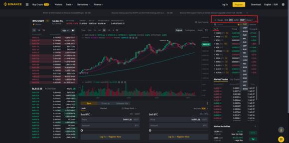 Trading pairs in Binance