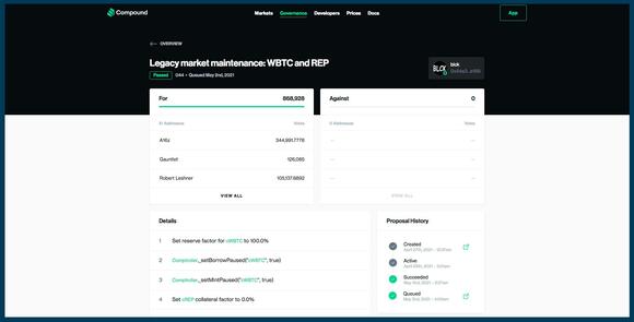 voorbeeld van de behandeling van een voorstel over het Compound protocol