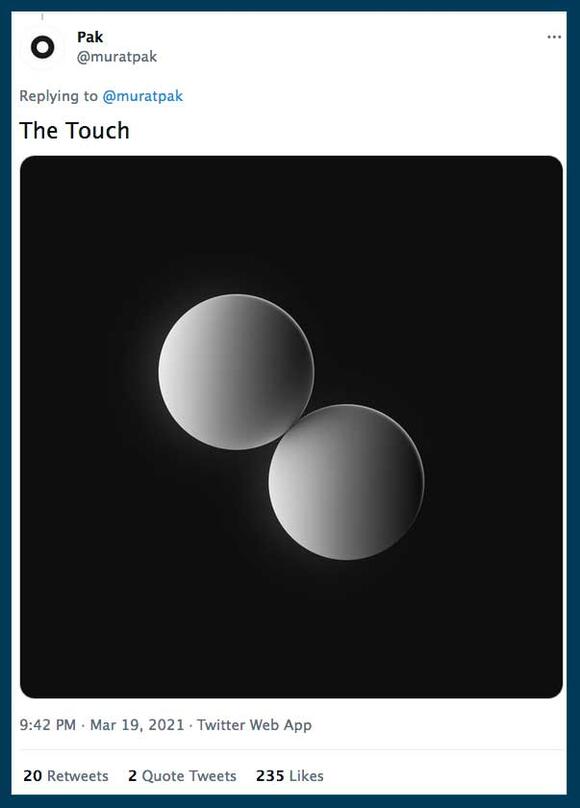 tweet met The Touch van nft kunstenaar Pak