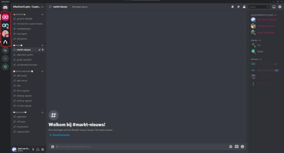 Discord servers gemarkeerd in rood