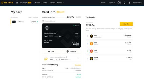 Binance Card voorbeeld