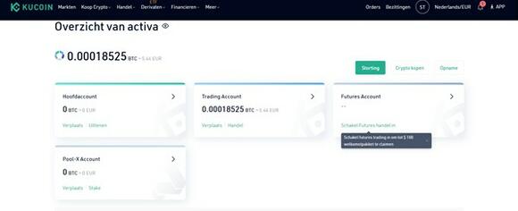 Overzicht accounts KuCoin