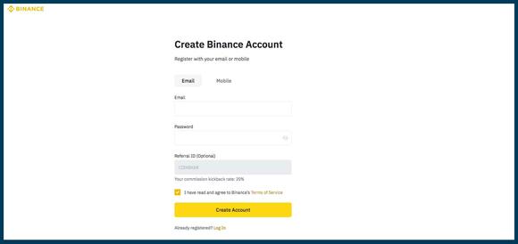 Binance account aanmaken