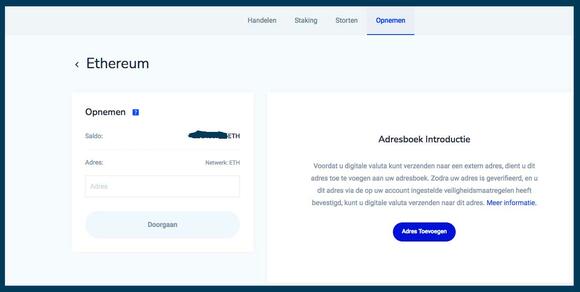 Bitvavo scherm crypto opnemen