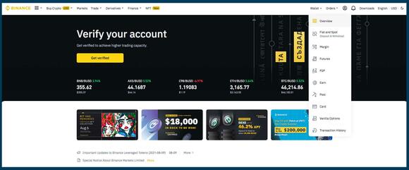 Crypto storten in je Binance account, stap 1
