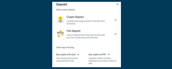 Kies Binance deposit crypto
