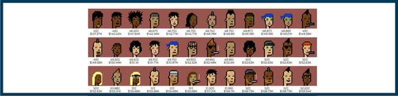 Overzicht CryptoPunks die te koop zijn