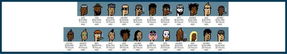 Overzicht van een aantal verkochte CryptoPunks