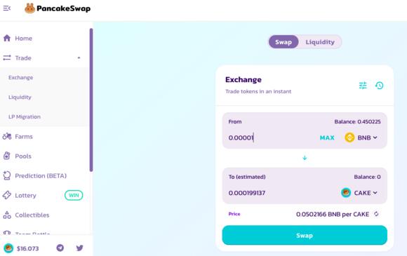 pancakeswap swap exchange