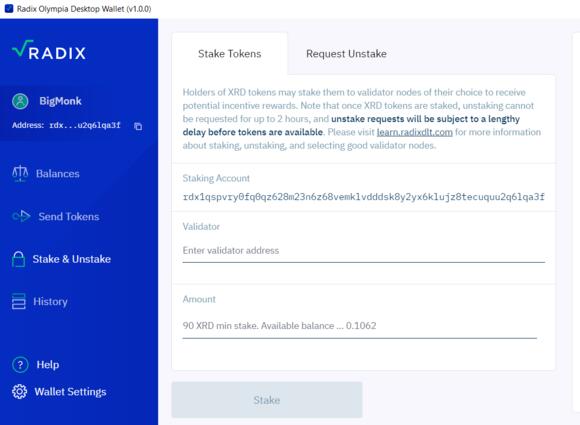 Radix staking
